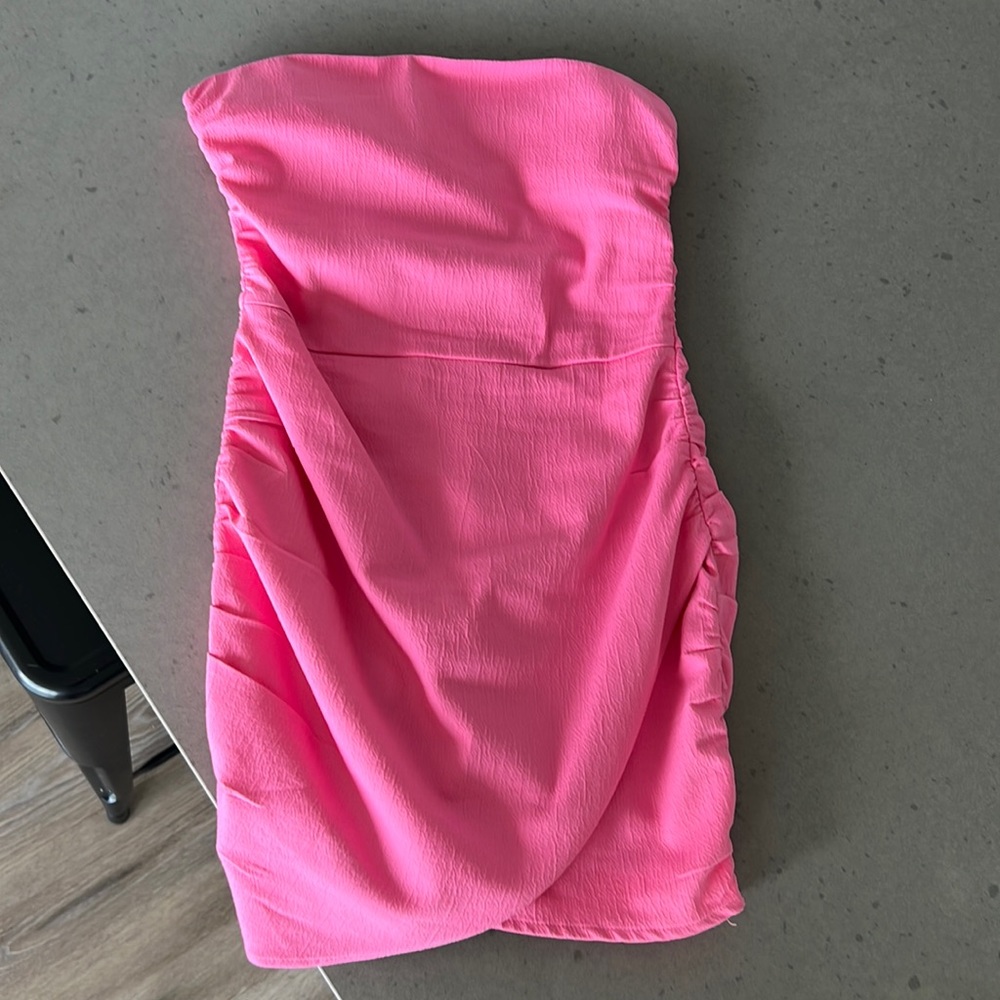 Zara Pink Scrunch Back Dress Size M (run small)